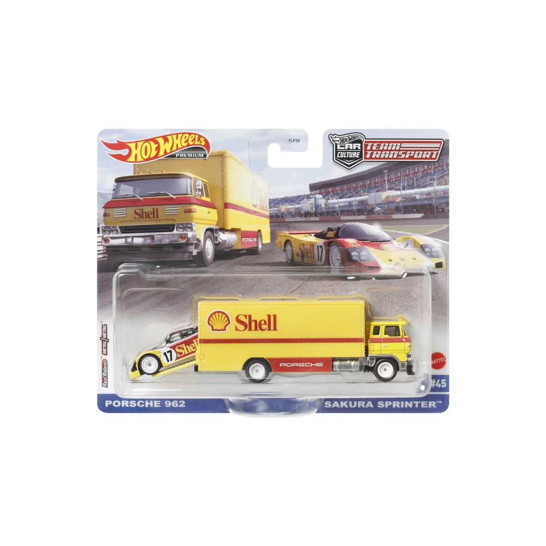 Hot Wheels Premium Car Culture Team Transport, FLF56 - HCR34 - Shell Team Porsche 962 & Sakura Sprinter