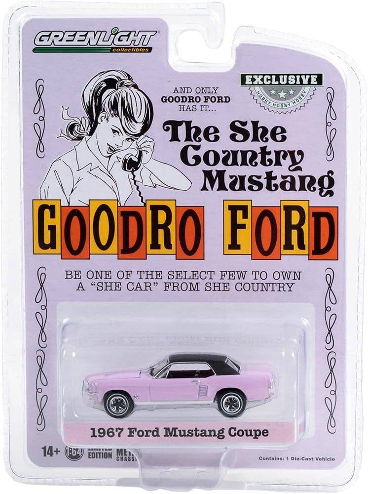 Greenlight Bill Goodro Ford Series - 1967 Ford Mustang Coupe "She Country Special" in Evening Orchard - 30352 1:64