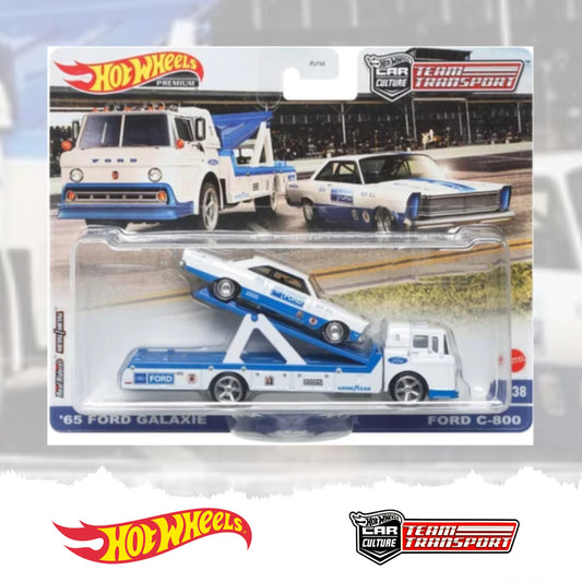 Hot Wheels Premium Car Culture Team Transport, FLF56 - HCR33 - '65 Ford Galaxie & Ford C-800