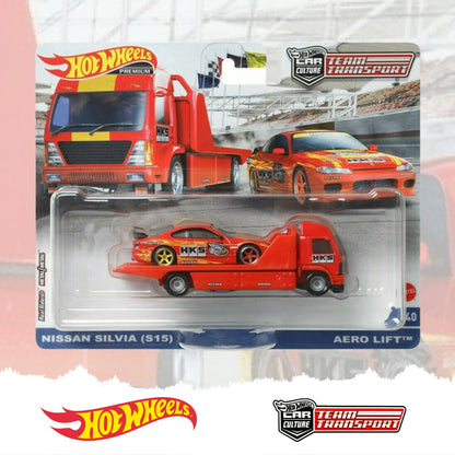 Hot Wheels Premium Car Culture Team Transport, FLF56 - HCR35  Nissan Silvia (S15) & Aero Lift