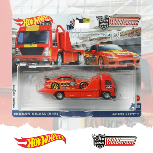 Hot Wheels Premium Car Culture Team Transport, FLF56 - HCR35  Nissan Silvia (S15) & Aero Lift