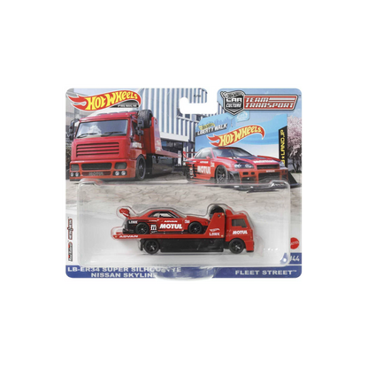 Hot Wheels Premium Car Culture Team Transport, FLF56 - HCN54 - LB-ER34 Super Silhouette Nissan Skyline & Fleet Street