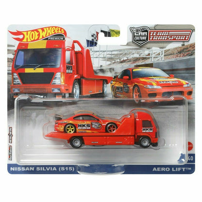 Hot Wheels Premium Car Culture Team Transport, FLF56 - HCR35  Nissan Silvia (S15) & Aero Lift