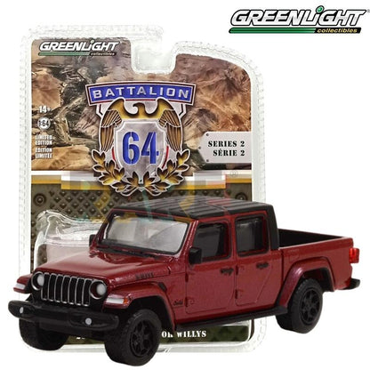 Greenlight Battalion 64 Series 2 - 2021 Jeep Gladiator Willys in Snazzberry - 61020-F 1:64