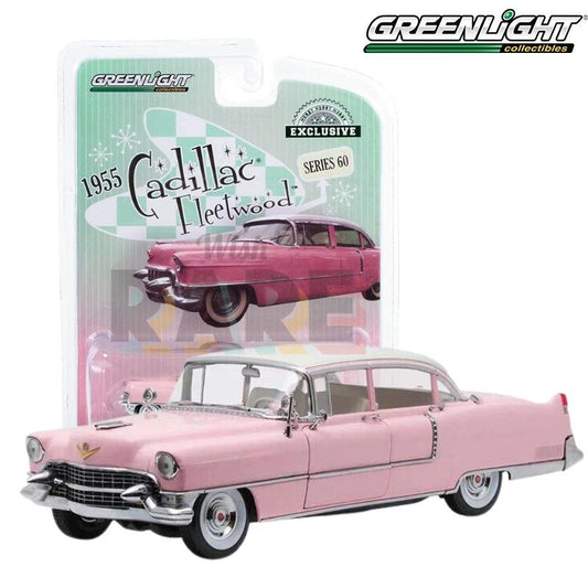 Greenlight 1955 Cadillac Fleetwood Series 60 - Pink with White Roof - 30396 1:64