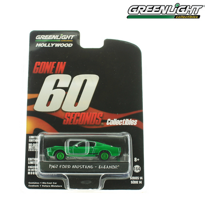 Greenlight Hollywood Series Assortment - Gone in Sixty Seconds (2000)-1967 Custom Ford Mustang "Eleanor" Solid Pack - Special Green - 44742G 1:64
