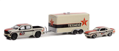 Greenlight Racing Hitch&Tow Series 4 Assortment - Texaco #18 - 2021 Optima Ultimate Street Car National Champion - 2021 Chevrolet Silverado Pickup and 1969 Chevrolet Camaro RS - 31140-C 1:64