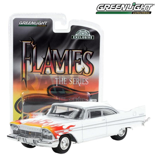 Greenlight Flames The Series- 1957 Plymouth Belvedere White with Flames - 30362 1:64