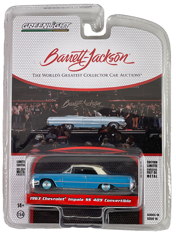Greenlight Barrett Jackson Scottsdale Edition Series 10 - 1963 Chevrolet Impala SS 409 Convertible -37260-B 1:64