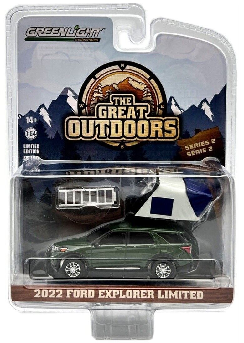 Greenlight The Great Outdoors Series 2 - 2022 Ford Explorer Limited with Modern Rooftop Tent - 38030-F 1:64