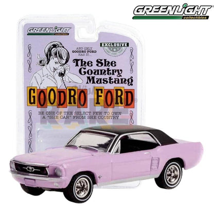 Greenlight Bill Goodro Ford Series - 1967 Ford Mustang Coupe "She Country Special" in Evening Orchard - 30352 1:64