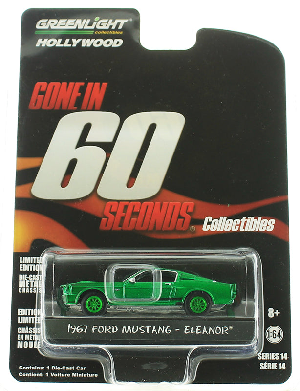 Greenlight Hollywood Series Assortment - Gone in Sixty Seconds (2000)-1967 Custom Ford Mustang "Eleanor" Solid Pack - Special Green - 44742G 1:64