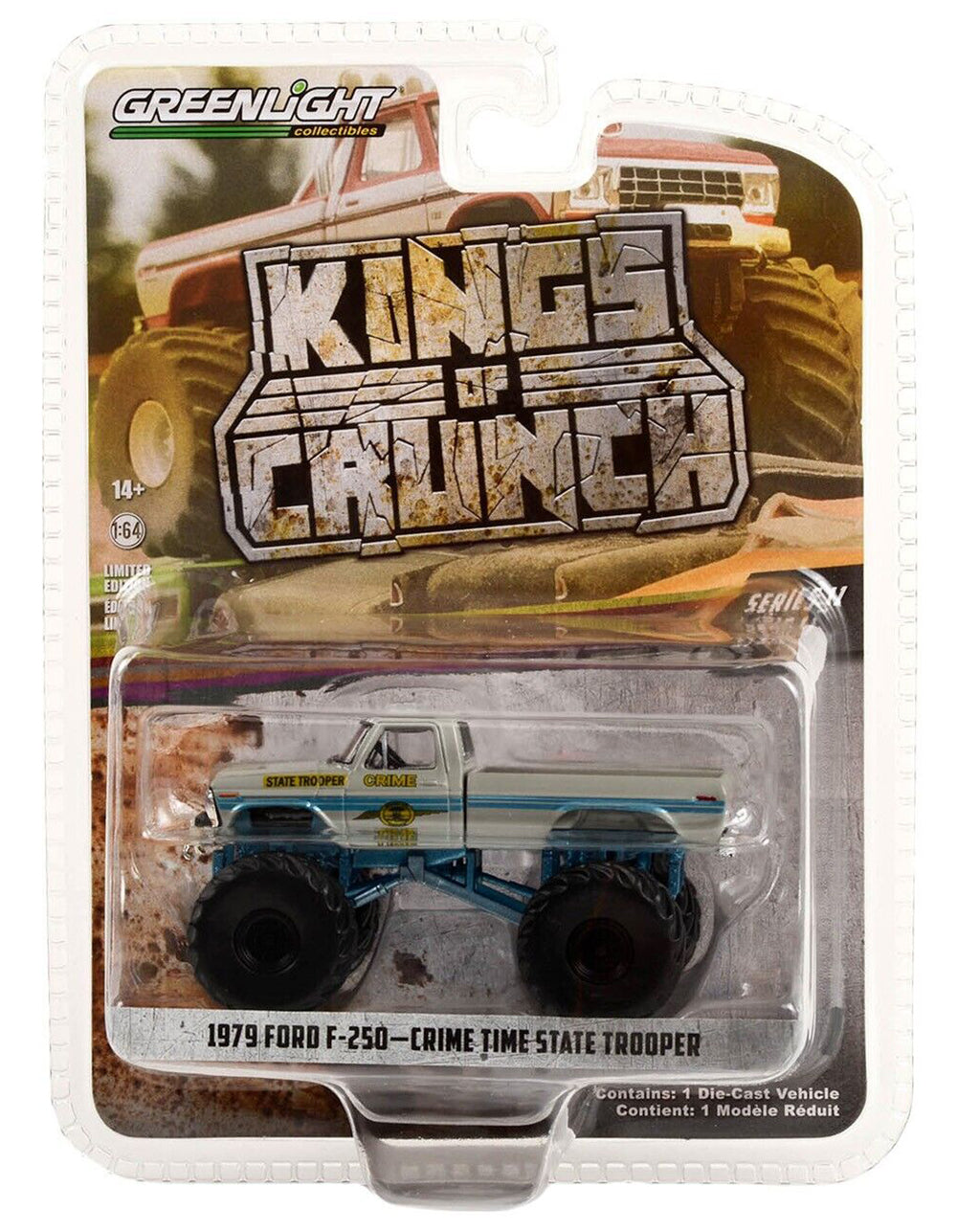 Greenlight Kings of Crunch Series 11  - Crime Time State Trooper - 1979 Ford F-250 Monster Truck - 49110-C 1:64