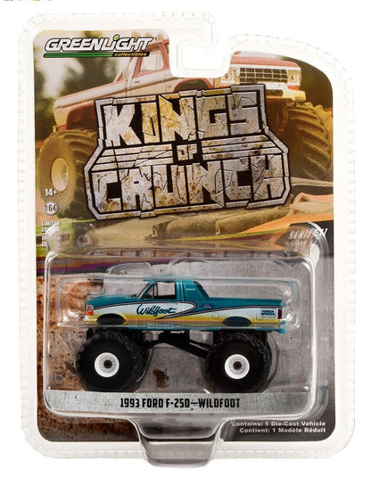 Greenlight Kings of Crunch Series 11  - Wildfoot - 1993 Ford F-250 Monster Truck - 49110-F 1:64