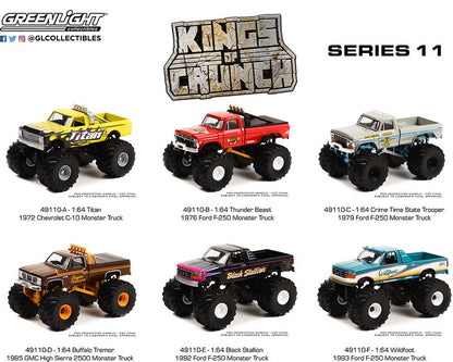 Greenlight Kings of Crunch Series 11  - Wildfoot - 1993 Ford F-250 Monster Truck - 49110-F 1:64