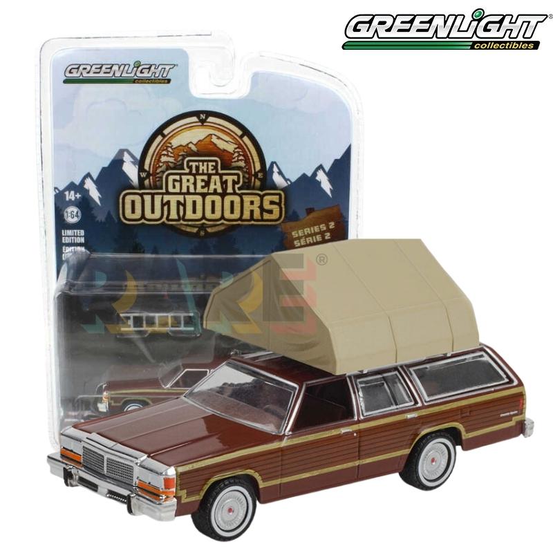 Greenlight The Great Outdoors Series 2 - 1979 Ford LTD Country Squire with Camp'otel Cartop Sleeper Tent - 38030-C 1:64
