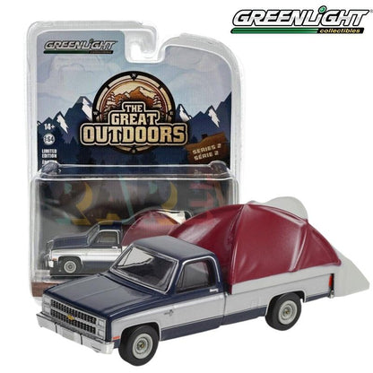 Greenlight The Great Outdoors Series 2 - 1982 Chevrolet C-10 Silverado with Modern Truck Bed Tent - 38030-D 1:64
