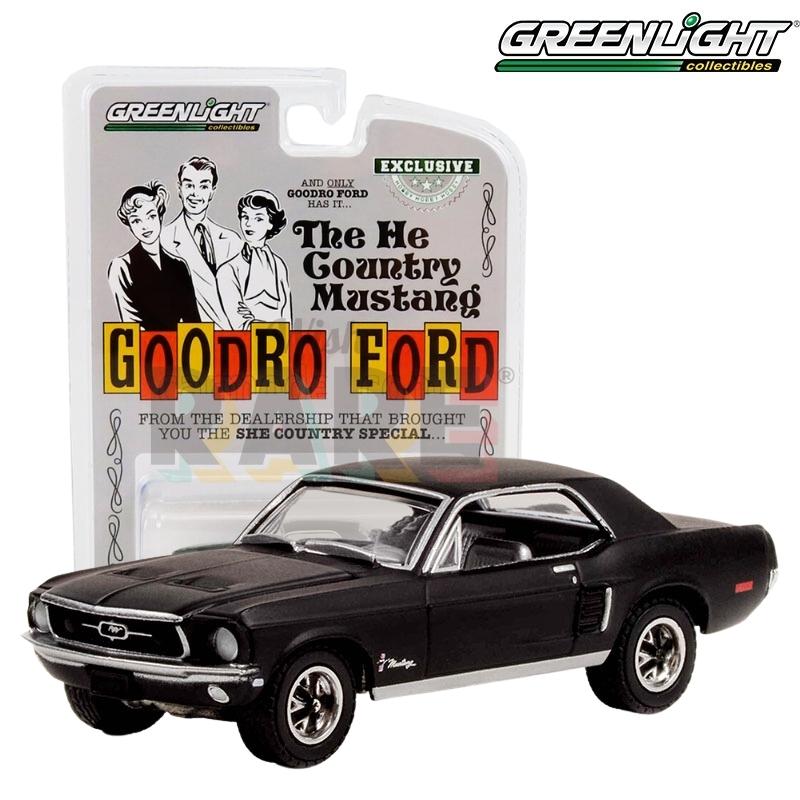 Greenlight Bill Goodro Ford Series - 1968 Ford Mustang Coupe "He Country Special" in Stealth Black - 30354 1:64