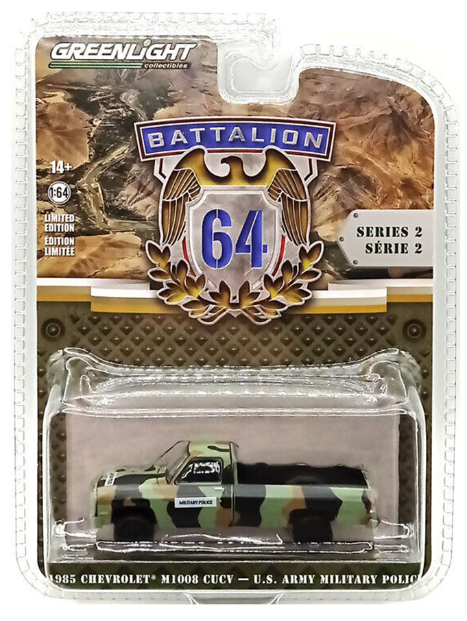Greenlight Battalion 64 Series 2 - U.S. Army Military Police - 1985 Chevrolet M1008 CUCV Pickup - 61020-D 1:64
