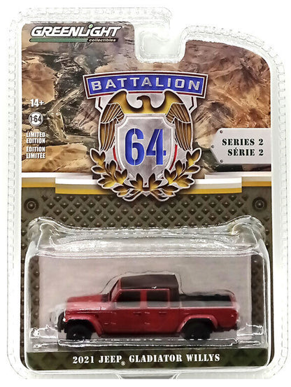 Greenlight Battalion 64 Series 2 - 2021 Jeep Gladiator Willys in Snazzberry - 61020-F 1:64