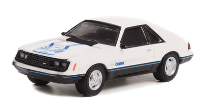Greenlight Hot Hatches Series 2 - 1979 Ford Mustang Cobra in White and Medium Blue Glow - 63020-C 1:64
