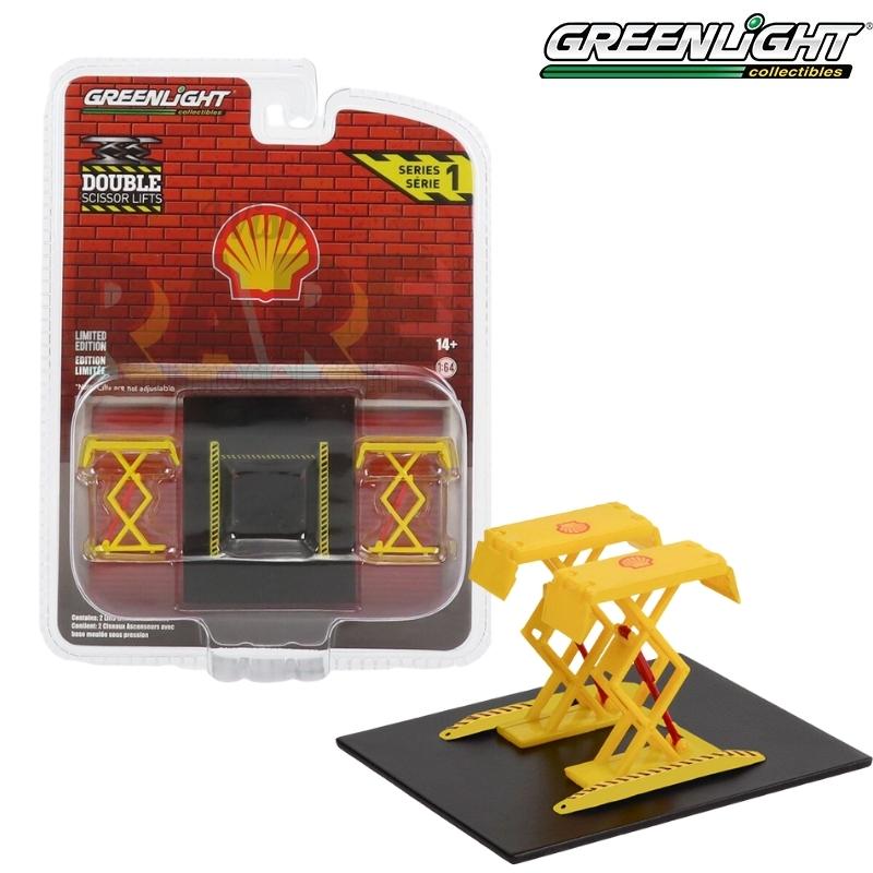 Greenlight Auto Body Shop - Automotive Double Scissor Lifts Series 1 - Shell Oil - 16160-C 1:64