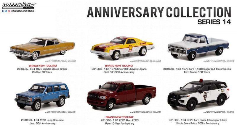 Greenlight Anniversary Collection Series 14 - 1991 Jeep Cherokee, Jeep 80th Anniversary - 28100-D 1:64