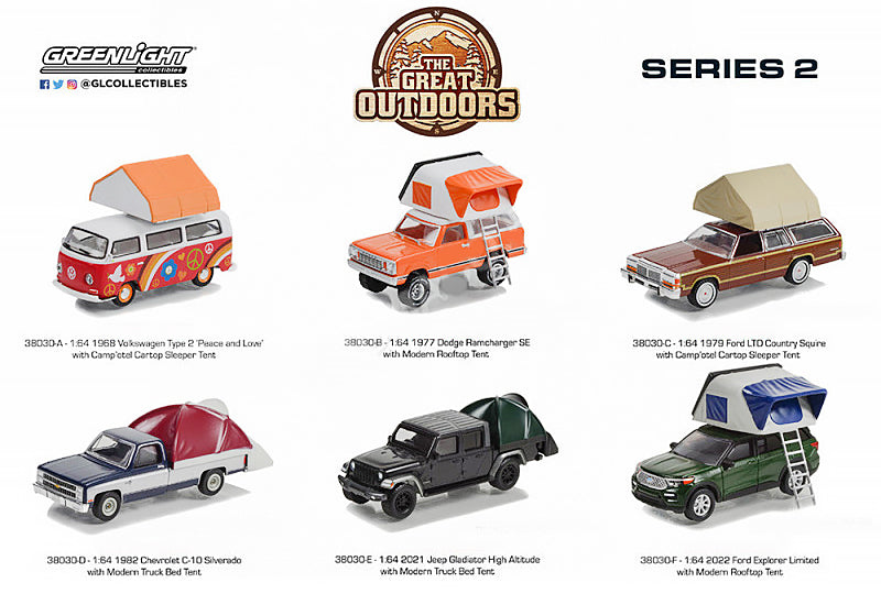 Greenlight The Great Outdoors Series 2 - 2021 Jeep Gladiator High Altitude with Modern Truck Bed Tent - 38030-E 1:64
